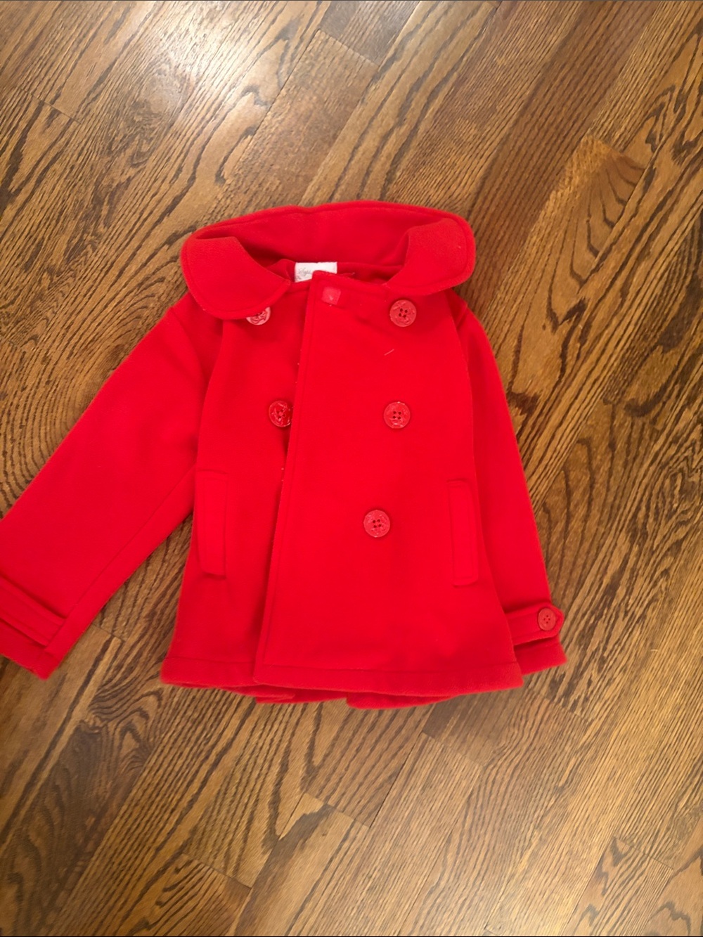 Girls' Bright Red Double-Breasted Peacoat